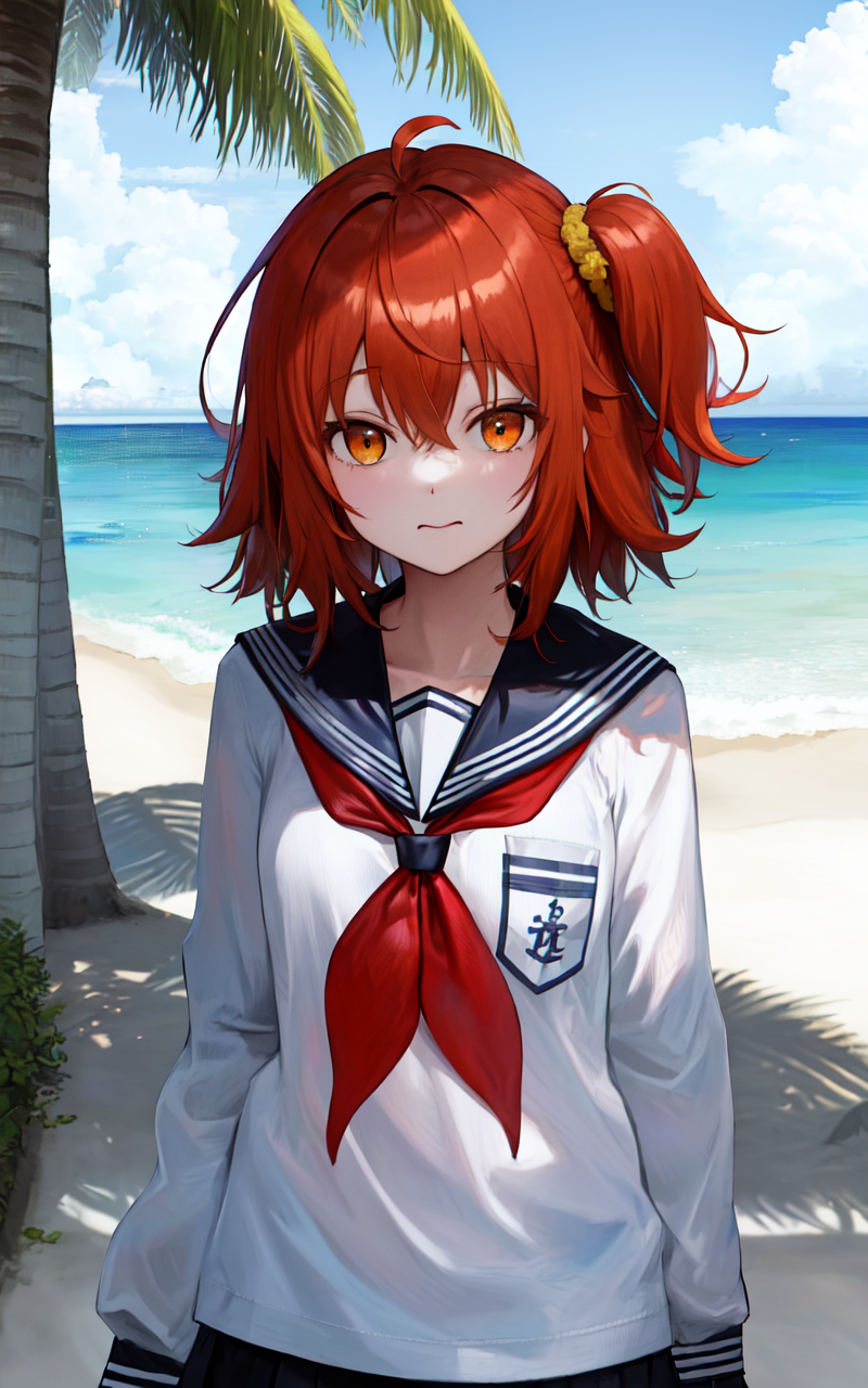00533-1693473759-masterpiece, best quality, gudako, solo, (serafuku), (red neckerchief), (sailor collar),beach, looking at viewer,.png